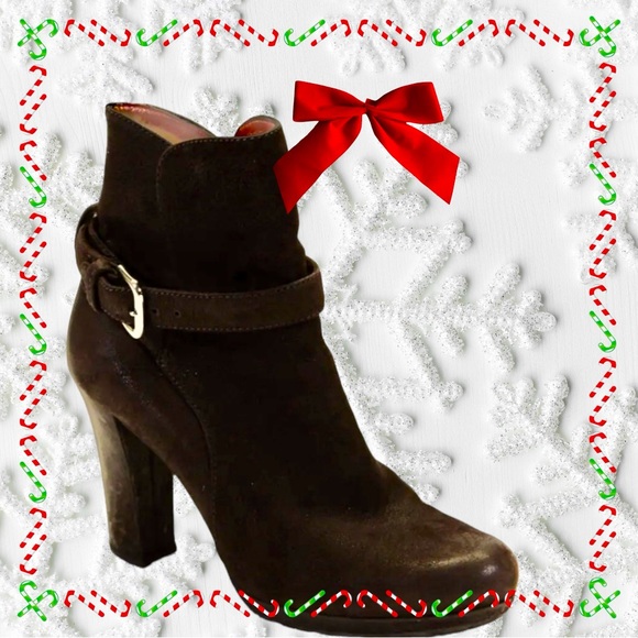 Authentic Prada Sz37 Brown Textured Leather Heeled Boots - Picture 3 of 5